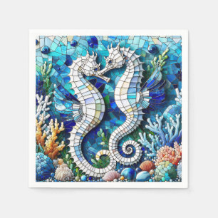 Mosaike Seepferde Romantischer Strand Serviette