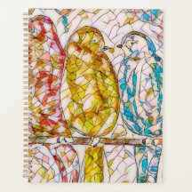 Mosaike Vögel, die auf Zweigplannern sitzen