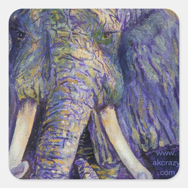 Mosaikelefant Quadratischer Aufkleber (Vorderseite)