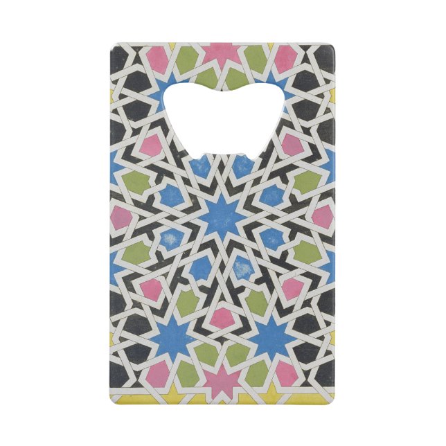 Mosaikentwurf vom Alhambra, 'vom Araber Kreditkartenflaschenöffner (Vorderseite)