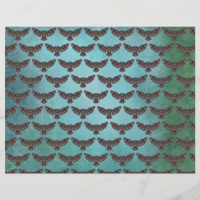 Mosaikfarbiges Owl Scrapbook Papier (Vorderseite)