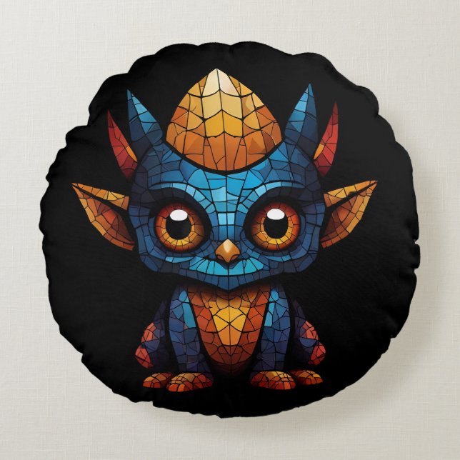 Mosaikfigur niedlich rundes kissen (Vorderseite)