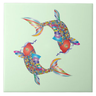 Mosaikfisch auf Grün Fliese