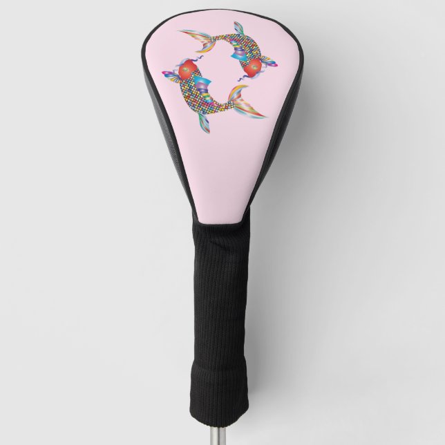 Mosaikfisch auf rosa golf headcover (Vorderseite)