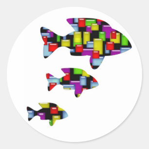 Mosaikfisch Runder Aufkleber