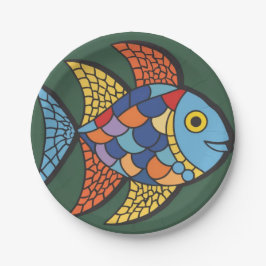 Mosaikfische, Helle Farben, Aquarium Pappteller