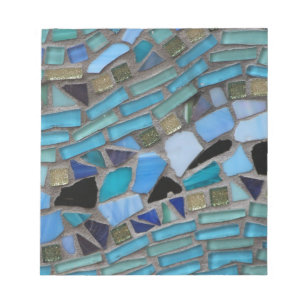 Mosaikfliesen aus blau und grün notizblock