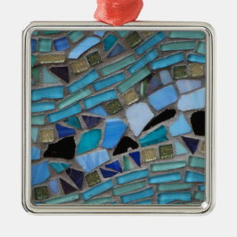 Mosaikfliesen aus blau und grün silbernes ornament
