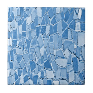 Mosaikfliesen aus blau-weißer Keramik Fliese