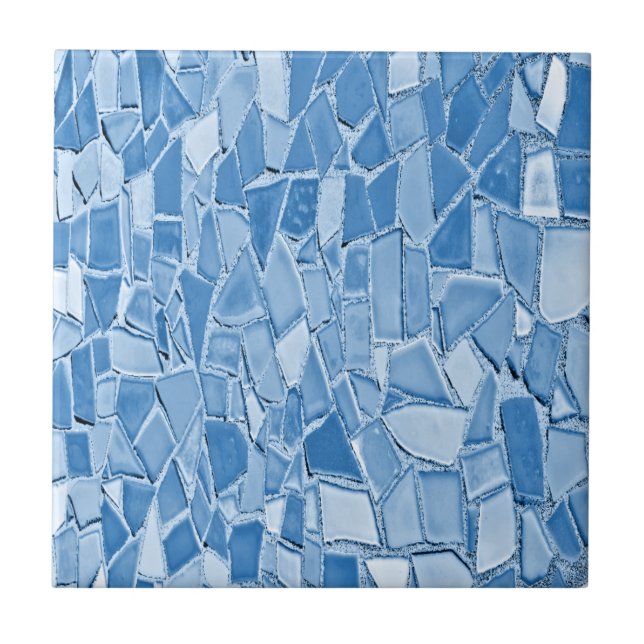 Mosaikfliesen aus blau-weißer Keramik Fliese (Vorderseite)