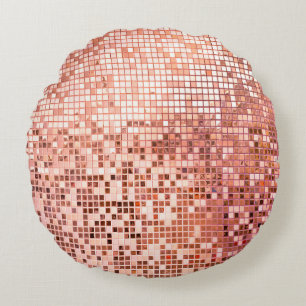 Mosaikfliesen aus rosa Rosa Rundes Kissen