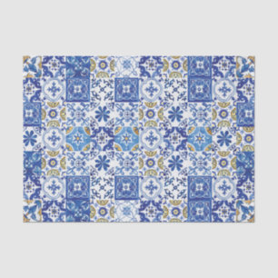 Mosaikfliesen, blau dekorierte Fahrzeuge Seidenpapier