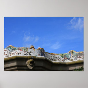 Mosaikgeländer in Gaudis Park Guell Poster