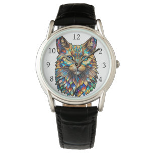 Mosaikgestanztes Glas Multicolor Katze 760 Armbanduhr
