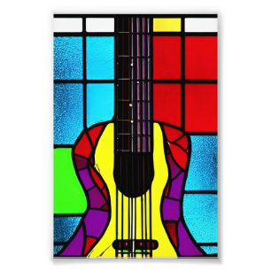 Mosaikgitarre in Buntglas Fotodruck