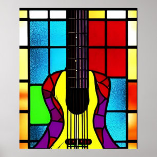 Mosaikgitarre in Buntglas Poster