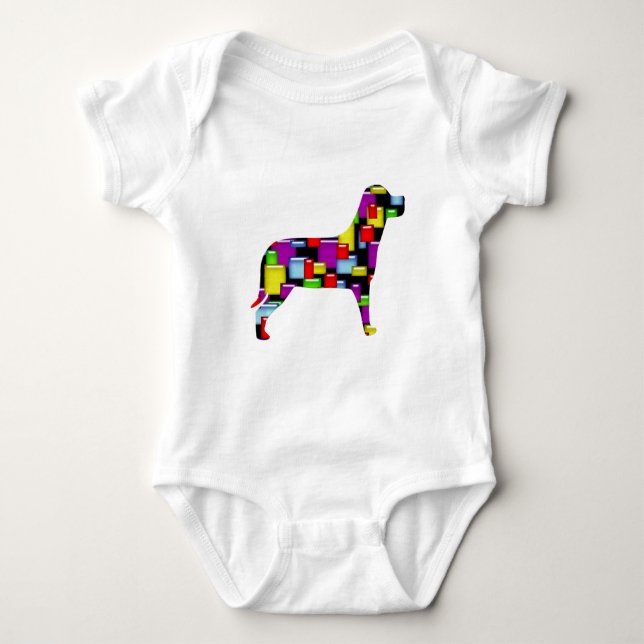 Mosaikhund Baby Strampler (Vorderseite)