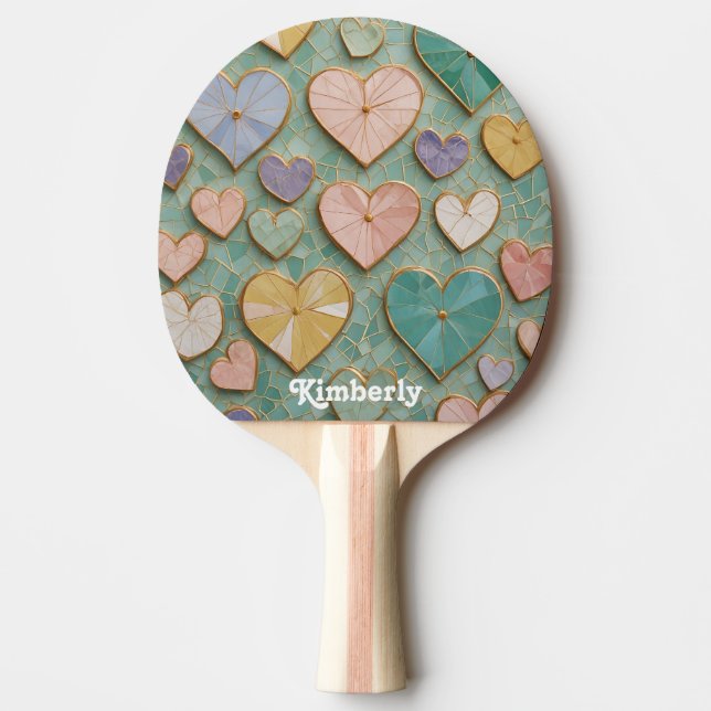 Mosaikische Liebe: Pastel Hearts Tischtennis Schläger (Vorderseite)