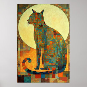Mosaikkatze: Abstrakt ägyptisch-Inspiriert Poster