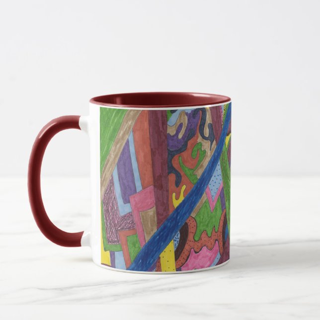 "Mosaikkreuz" Abstrakte Kunst Tasse (Links)