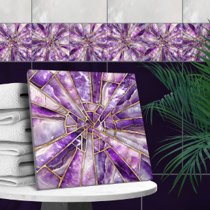 Mosaikkunst - Amethyst und Gold Fliese