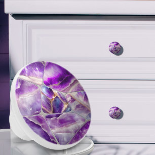 Mosaikkunst - Amethyst und Perle Keramikknauf