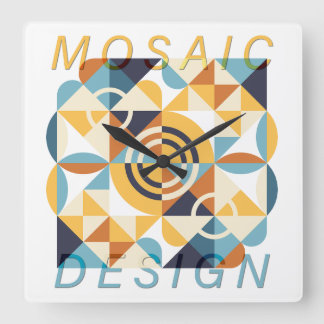 Mosaikkunstmuster Quadratische Wanduhr
