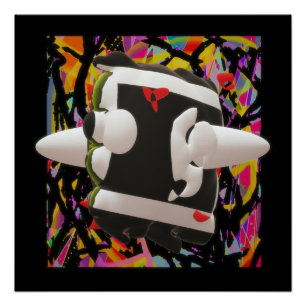 Mosaikkunstwerk, schwarz gerahmtes Poster