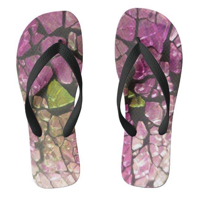 Mosaiklavene, grüne rosa Steine Flip Flops (Fußbett)