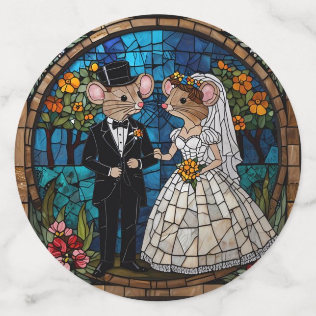 Mosaikmäuse Hochzeitskuppel verklebte Glaswirkung. Konfetti (Groß Rückseite)