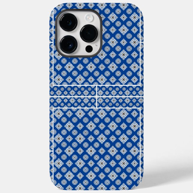 Mosaikmuster 02.BW.b Blue BG Case-Mate iPhone Hülle (Rückseite)