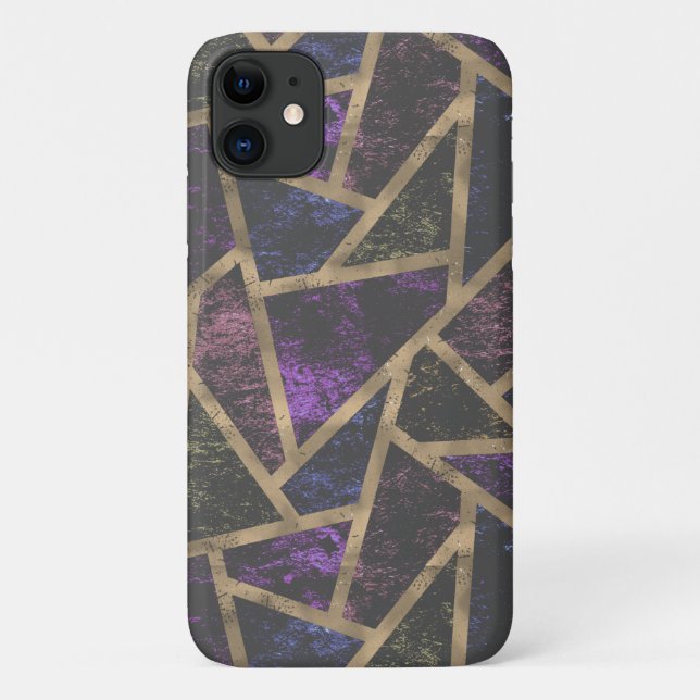 Mosaikmuster aus lila und Goldmosaik Case-Mate iPhone Hülle (Rückseite)