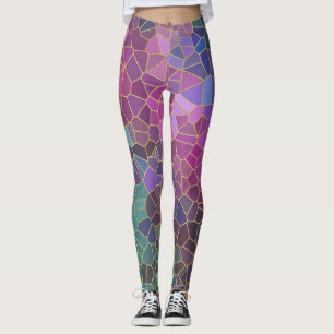 Mosaikmuster aus rosa Lila, Aquamarinem, blaugrüne Leggings