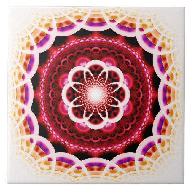 Mosaikmuster aus rotem Fraktal Fliese (Vorderseite)