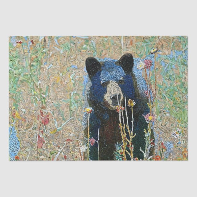 Mosaikmuster aus schwarzem Bär - Print Decoupage Seidenpapier (Vorderseite)