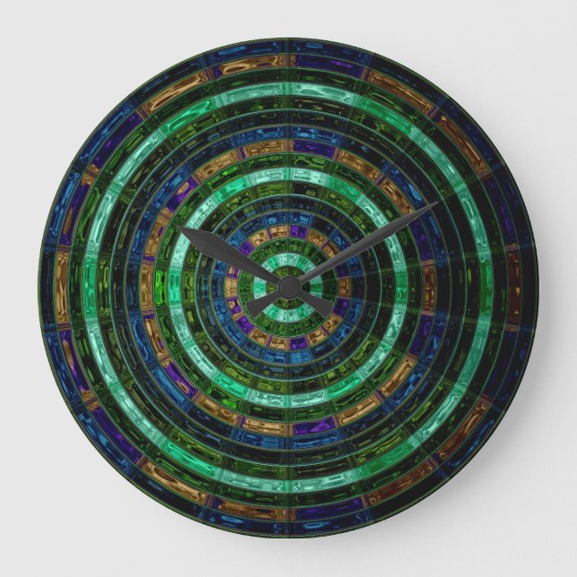 Mosaikmuster aus verkettetem Glas #6 Große Wanduhr (Vorderseite)
