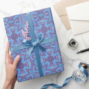 Mosaikmuster blau lila Pflaume Geschenkpapier