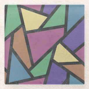 Mosaikmuster in abgeschrägten Regenbogenfarben Glasuntersetzer