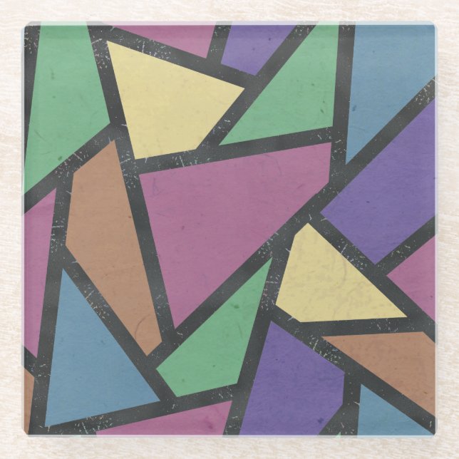 Mosaikmuster in abgeschrägten Regenbogenfarben Glasuntersetzer (Vorderseite)