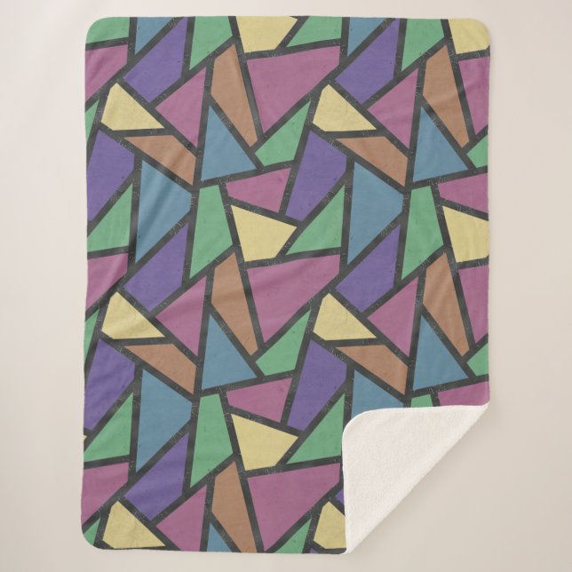 Mosaikmuster in abgeschrägten Regenbogenfarben Sherpadecke (Vorderseite)
