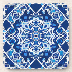 Mosaikmuster in Indigo und Cobalt Blue Getränkeuntersetzer