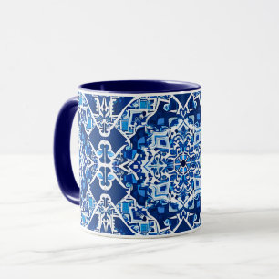 Mosaikmuster in Indigo und Cobalt Blue Tasse