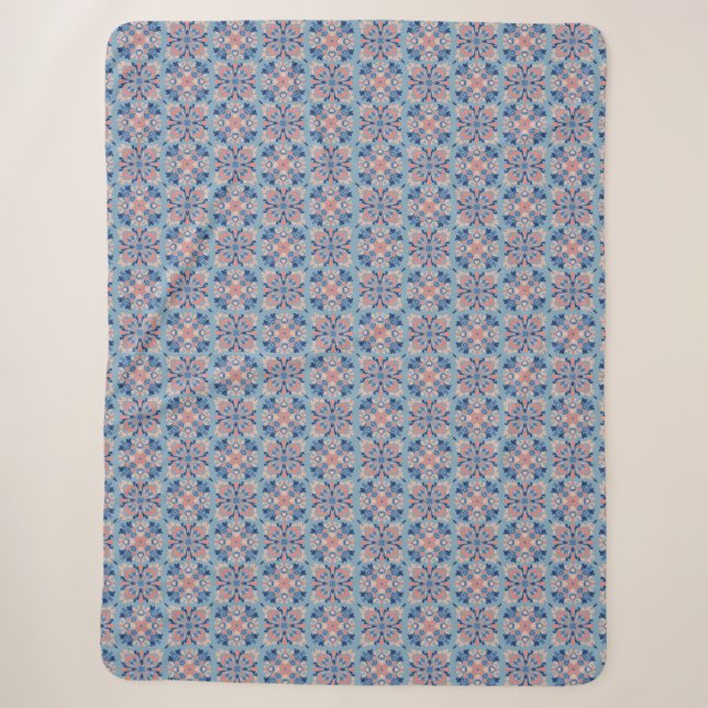 Mosaikmuster Staubblau Sherpadecke (Vorderseite)