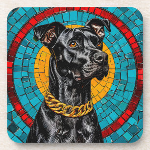 Mosaikportrait eines Schwarzen Hundes Getränkeuntersetzer