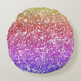 Mosaikschichten in grob orange bis lila und funkel rundes kissen