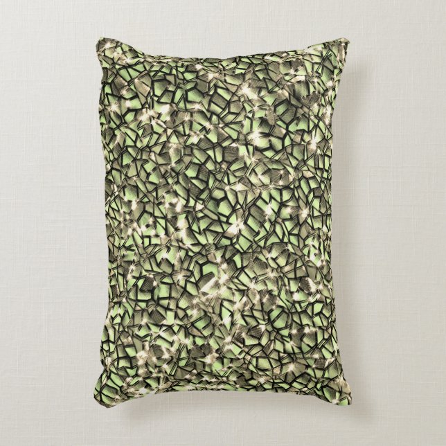 Mosaikschichten in rauem grünem Sepia und glitzern Dekokissen (Vorderseite(Vertikal))