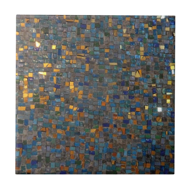 Mosaiksteine in Blau und Gold Fliese (Vorderseite)