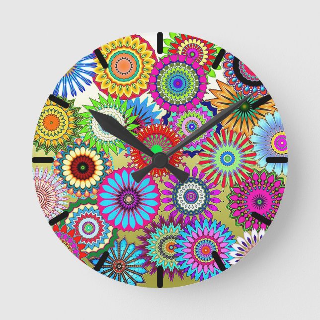 Mosaiksteine Runde Wanduhr (Vorderseite)