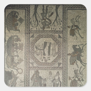 Mosaiksteinpflaster aus der römischen Villa bei Ni Quadratischer Aufkleber