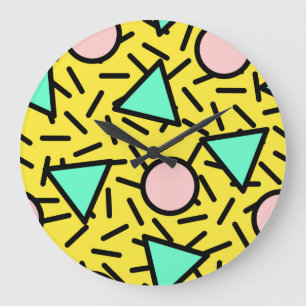 Mosaikstreifen: Retro-Memphis-Muster Große Wanduhr